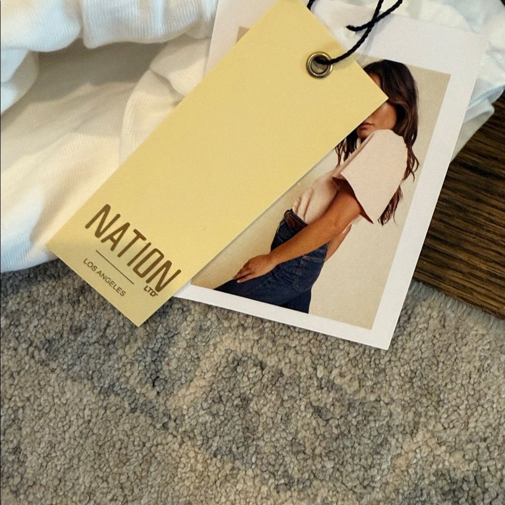 Nation LTD White Puff Sleeve Short Sleeve Tee - Picture 5 of 5